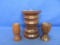 3 Turned Wooden Candle Stick Holders  3 1/2” & 6” T