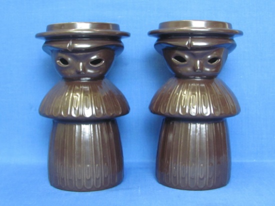 Red Wing Pottery Figural Candle Holders – Ceramastone – 7” tall – 1950s – Marked on Base