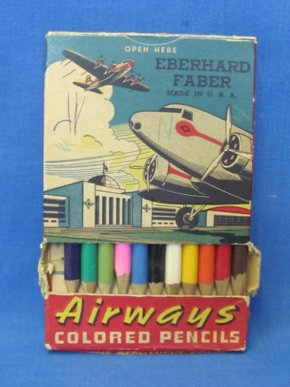 Eberhard Faber “Airways” Colored Pencils – Complete – Fun Graphics – Box is 5 1/2” x 3 3/4”