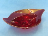 Viking Epic Glass 2-Part Relish Dish in Ruby – 8 1/2” x 6 1/4” - Very good condition