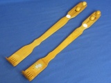 Pair Of Bamboo Back-Scratchers With Massage Bead Handles Each Appx 19” L