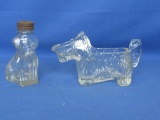 1930's Post Cereal Glass Scotty Dog Creamer  & 2 Fl Oz Cohodas Vineyards Dog Shaker Bottle