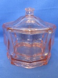 Vintage Octagonal Pink Depression Covered Glass Candy Dish 5 1/2” DIA x 3” Deep