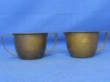 Vintage Individual Sized  Brass Creamer & Sugar Bowl – Nice Patina