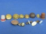 13 Asst. Small Items: 2 Advertising Thimbles, Masonic Seal Cuff link, Buttons & 4 Cuff links