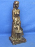 Leonardo Art Works Mother Daughter Bronzed Plaster Art Sculpture 12” Tall