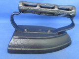Black Sad Iron – Solid- No Maker's marks – Cast Iron, Painted Appx 4 1/2” T  - 6” L x 3 1/4” W