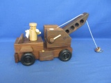 Wooden Crane & Driver – Hand Crafted By Pop-Pop's Woodshop 8” L x 10” T X 5” W