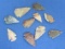 10 Stone Arrowheads – Longest is about 1 1/2” - As shown