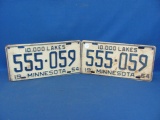 1954 Minnesota License Plates – Pair – As Shown