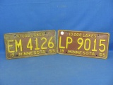 1955 Minnesota License Plates (2) – As Shown