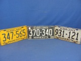 1950-1952 Minnesota License Plates (3) – As Shown