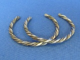 Pair of Twisted Rope Cuff Bracelets – Look like Silver but are unmarked