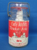 Joke Jar – Cache Junction Chicken Soup – Fabric Chicken & Noodles in Glass Jar – 5 1/2” tall