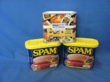Hormel Spam Metal Banks (3) – Two With Plastic Covers – As Shown