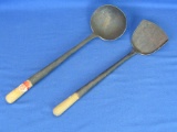 Old Steel Ladle & Spatula – Rusty - “Double Happiness Brand”  - Made in China -