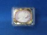 Pretty Glass Music Box with Oval Lavender-and-White Cameo - “You Light Up My Life” -