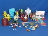 Variety of Plastic & Rubber Vintage Toys – R2-D2 – Monsters Inc. - Metal Slinky – More! -