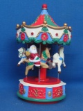 Christmas-Themed Carousel – Santa on Reindeer with White Horses – Works -