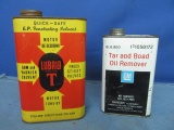 2 Vintage Tins: Lubaid T Solvent 32 Oz & GM Tar & Road Oil Remover 16 Fl. Oz