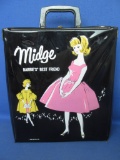 1963 Midge Doll Trunk & 4 Vintage Dolls inside: 2 marked Midge, 1 Skipper, 1 w/”growing” hair