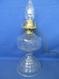 Glass Lamp – Electrified-- 13” T w/ Bulb on a 5” DIA Base – Condition as in Photos