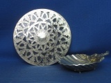 Decorative Glass & Metal Trivet 6” DIA, Vintage Scallop Shell Dish (Footed) 4” DIA