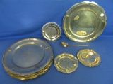 Vintage German Silver: 10 12” Plates, 3 6” Plates  &  an 8” Long Spoon