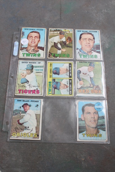 8 Vintage Baseball Cards 1960's Twins, Tigers, Red Sox, Orioles