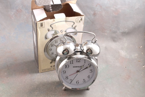 Crosley Vintage Metal Alarm Clock Chrome Working Clock & Working Alarm