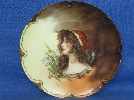 Vintage Haviland Plate w/ Portrait of young girl in profile looking towards the light & 2 White lili