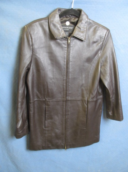 Chocolate Brown X Small Size Centigrade Leather Women's Zip Up Leather Jacket