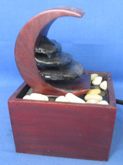 Quarter Moon Recirculating  Feng Shui Fountain – 7 1/2” Tall on a  5 1/4” Square X 3” T Base