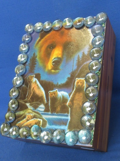 Bejeweled Minnesota Souvenir  Cedar Chest 7 3/4” L x 5 3/4” W X 2 1/2” Deep Box – Bears
