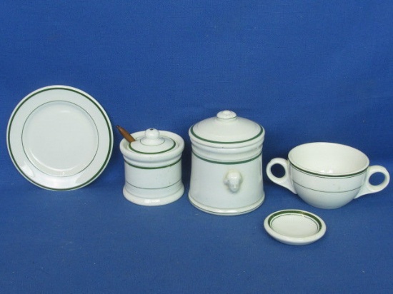 Green Striped Restaurant Ware China (Asst Brands) Shenango, Victory, Mayer, The Sterling & Blank