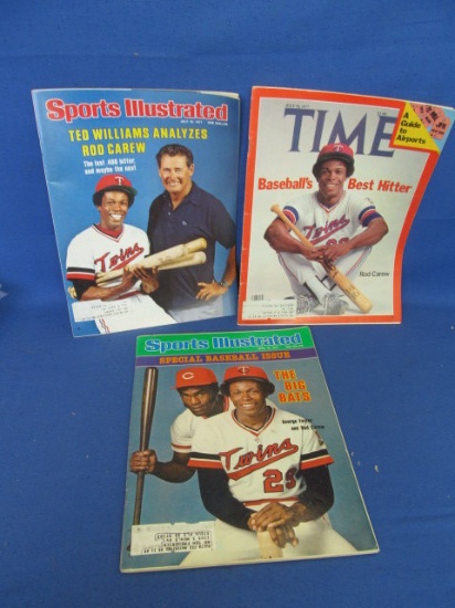 Minnesota Twins Rod Carew 1977 Sports Illustrated,  Time  Magazine, 1978 Sports Illustrated