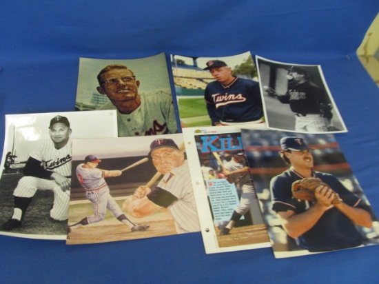 7 Vintage Minnesota Twins  8x10 Color Photos Asst. Players ? & Gum, Tom Kelly, Ted Sadowski, Killebr
