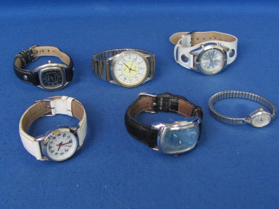 Lot of 6 Wrist Watches – Not Working – One Eclissi Has Sterling Silver Case -