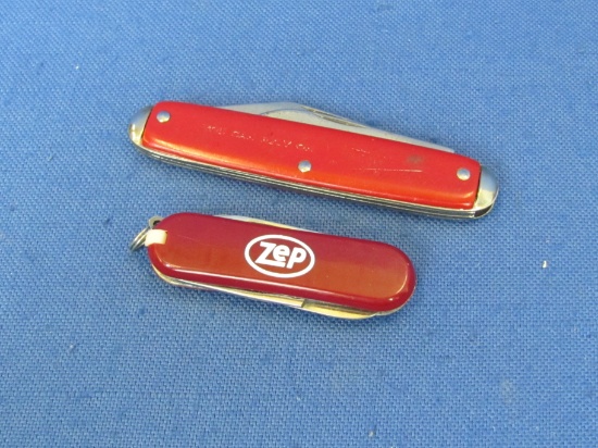 Two Small Red Pocket Knives – Zep – and “You Can Rely On Certified” - Good Condition -