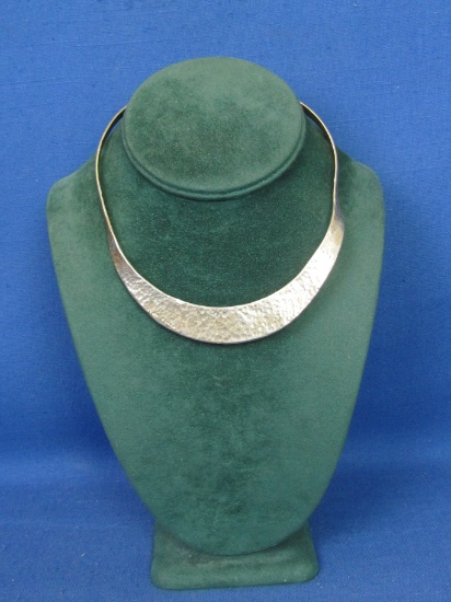 Plain Costume Cuff Necklace – Flexible – Marked “AG” - Hammered Appearance -