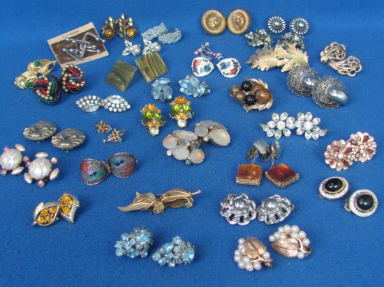 Fun Assortment of Vintage Clip On Earrings! - 34 Pairs – Good Condition! -