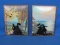 Two 6”x8” Silhouette Prints in Copper Frames – Couple Walking By Trees & the Ocean -