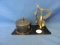 Brass Stamp Dispenser & Letter Scale – Base is 2 3/8” x 4 7/8” - 3 1/4” H – As Shown