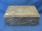 Crinkled Aluminum/Tinfoil Decorative Wood Box – 6 7/8” x 11” - 4 7/8” H – Some Damage - As Shown