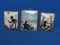 3 Silhouette Prints – 1 of Boy & 1 of Girl on White Backgrounds – 1 of Couple Sledding -