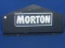 Vintage Blue & White Metal Sign “Morton” Pentagonal 20” L x 10” in Center & 7” Sides