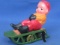 Boy On Sled Tin & Celluloid Windup Toy –  Occupied Japan – 5” L