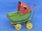Wyandotte Pressed Steel Toy Baby Buggy with Wood Wheels 4” T x 5” L – Stamped Made in USA