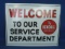 Kenall Motor Oils “Welcome to our Service Department -Porcelain & Metal Domed Sign 12 3/4” T  x 16 1