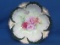 RS Prussia Bowl – Flowers in shades of pink – Green & Gold Trim – 10 1/4” in diameter